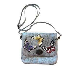 Anuschka butterfly floral bohemian artsy whimsical leather Crossbody Bag